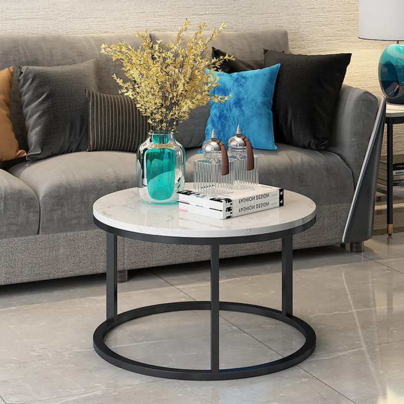 北欧现代大理石茶几小户型客厅子母组合茶几办公室休闲铁艺茶几桌