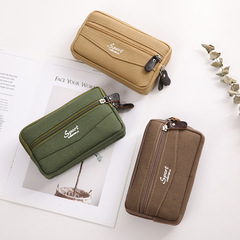 新款男士腰包拉鏈橫版手機包6.5英寸穿皮帶帆布手機腰包廠家批發