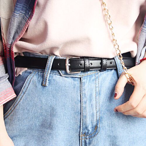 Belt women's casual versatile simple black thin belt Korean style suit shirt decorative dress pants belt student