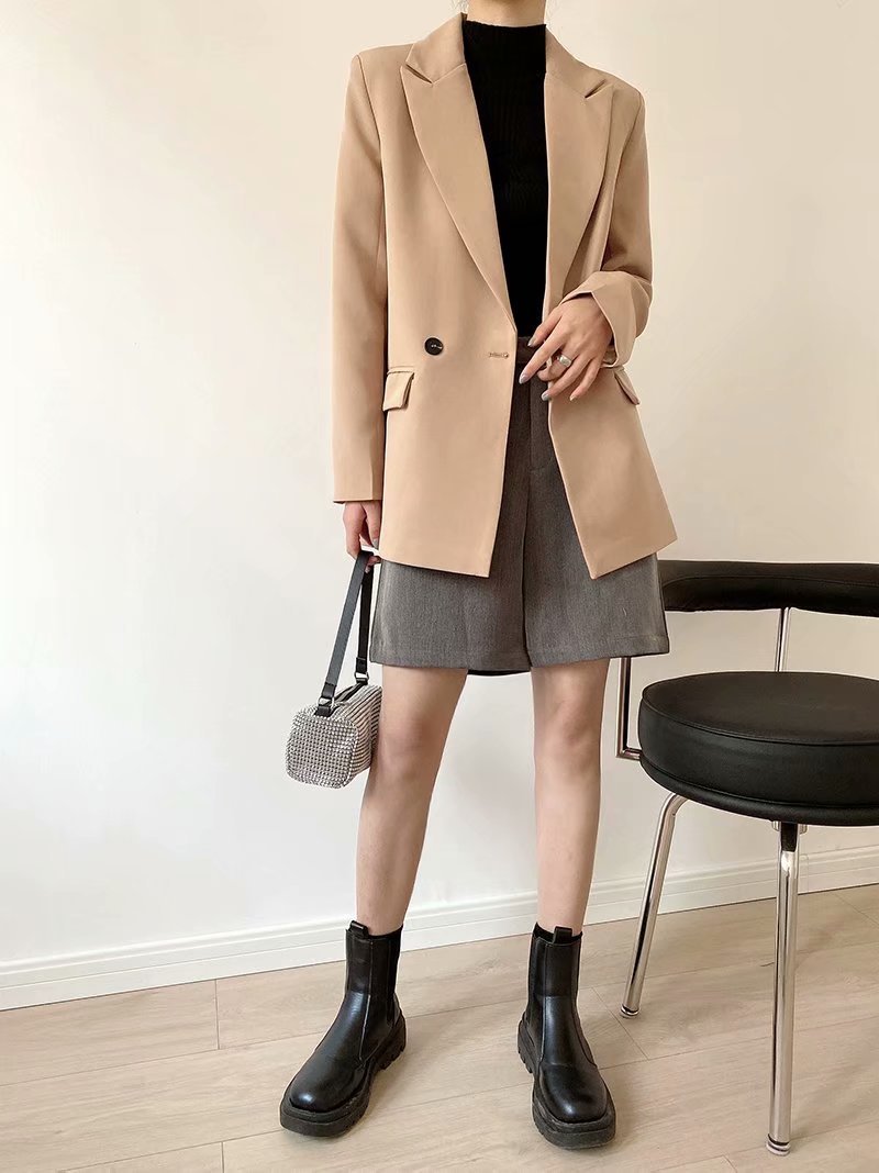 drape loose casual double-breasted suit jacket NSAM14272