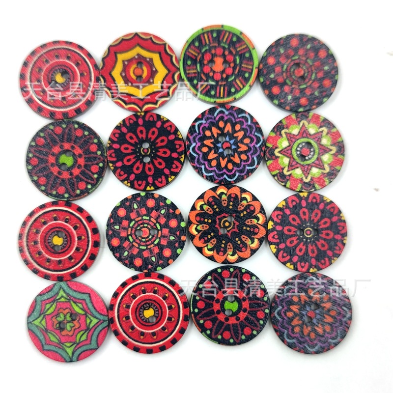 En stock promoción principal nuevo patrón retro bohemio botón redondo patrón antiguo europeo impresión oblea