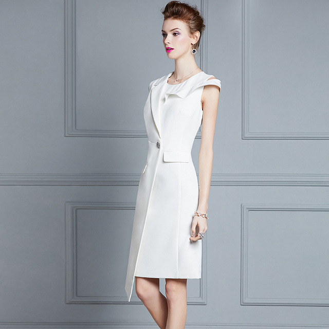 White dress women’s summer waist shows thin commuting temperament irregular Hip Wrap vest skirt