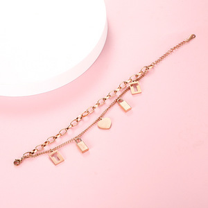 韩版夏季新款镀18k玫瑰金镂空锁头手链网红同款饰品厂家批发