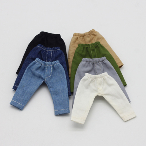 ob11 baby clothes 12 points bjd doll clothes denim overalls beautiful knot pig doll jumpsuit denim trousers