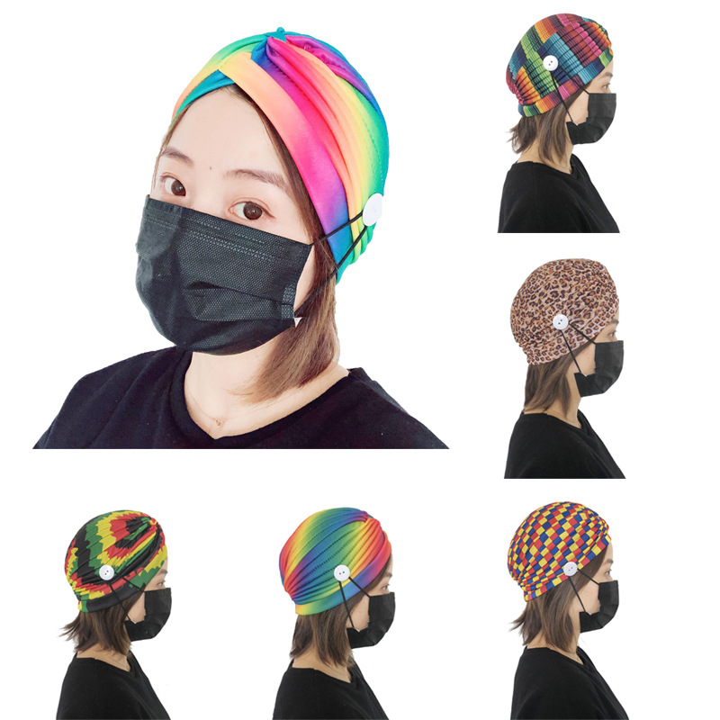 The New Fashion Colorful Stripe Fabric Headband Button Anti-le Hairband Wholesale display picture 6