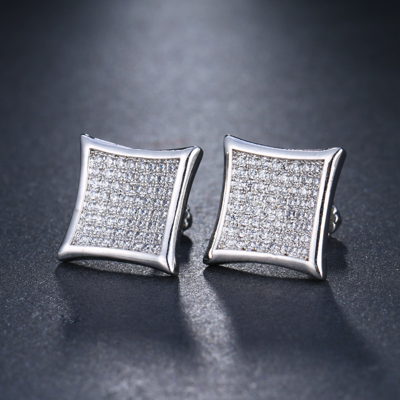 Small earrings for men and women hip-hop style with zircon