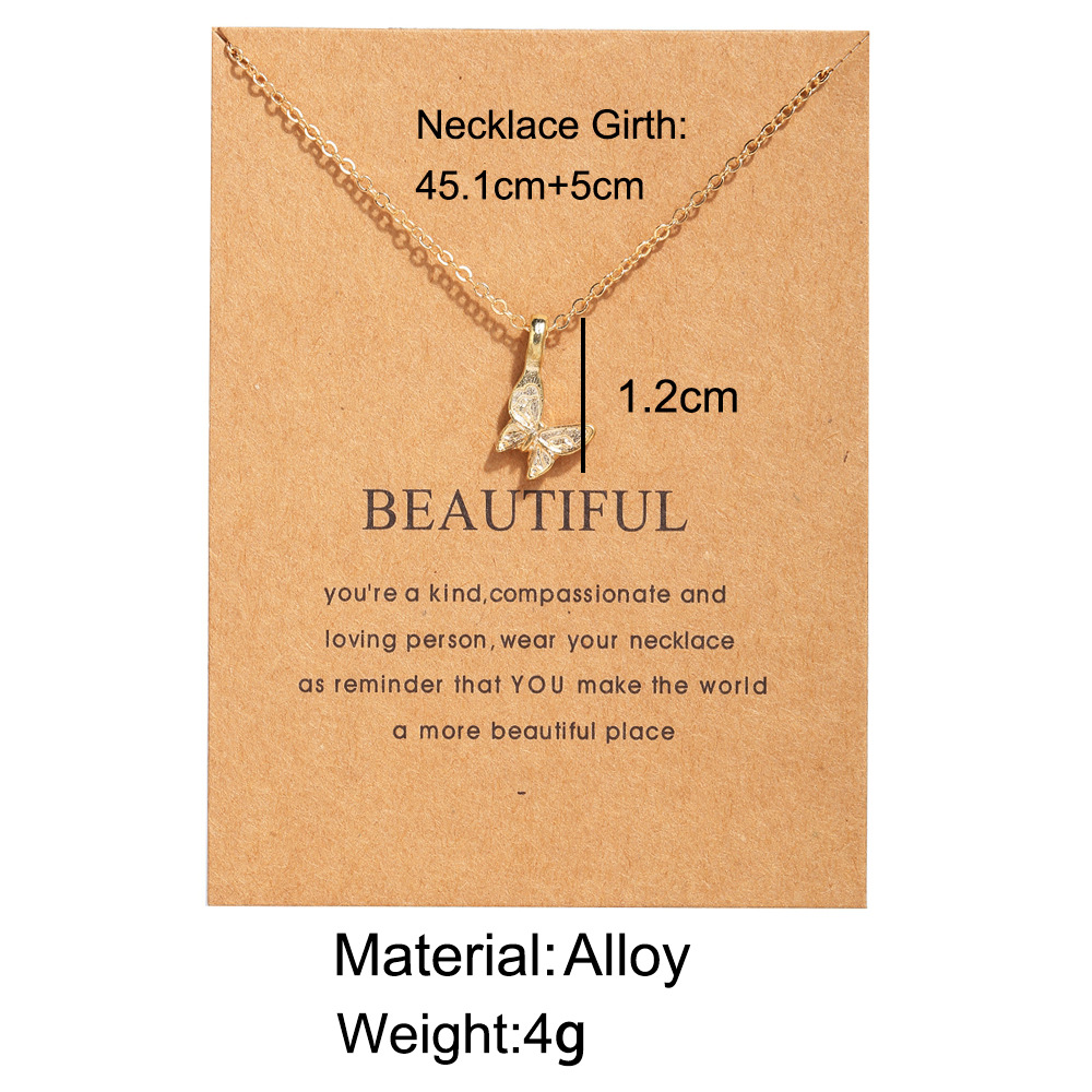 kreative Perlenfeder Schlsselbeinkette Retro Briefpapier Karte Schmetterling Elefant Katze Legierung Halskettepicture1