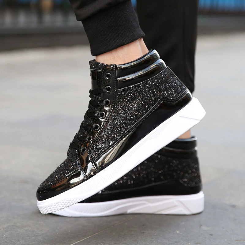 Trend demi-season sneakers, high casual footwear, shoes, Korean style, mirror effect
