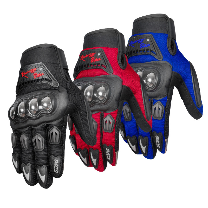 跨境 户外运动 骑行不锈钢防护赛车手套 摩托自行车触屏手套 全指|ms