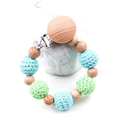 Newborn Baby Pacifier Chain with Anti-Drop Strap, Beech Wood Pacifier Clip, Teether Anti-Lost Chain, Baby Accessories