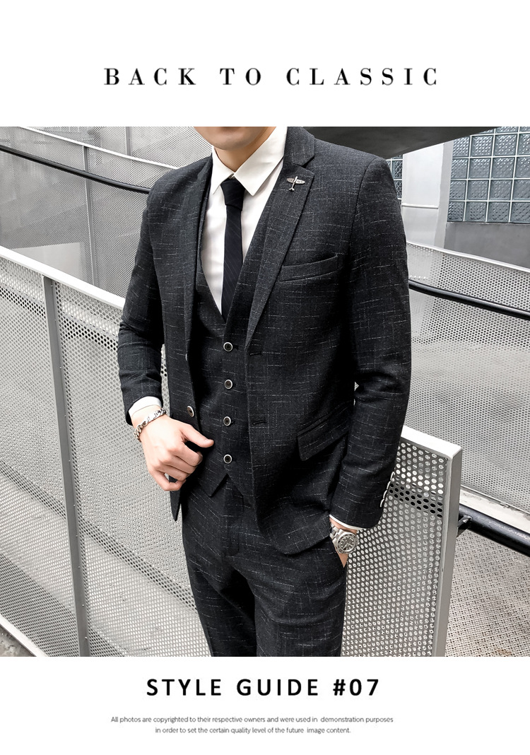 1 Spring And Autumn Men's Suit Set Korean Version Slim Fit Trendy Youth Business Formal Wear Handsome Casual Blazer_viptrois.com