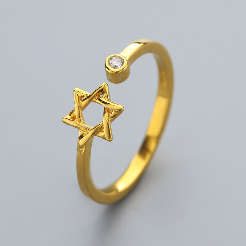 Estilo coreano anillo de articulación de dedo índice anillo Abierto Femenino personalidad japonesa y coreana Hipster anillo de estrella de seis puntas fuente de fábrica al por mayor