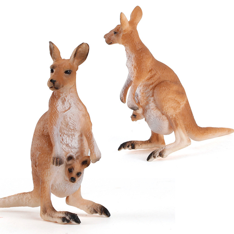 Modelo animal de bosque sólido transfronterizo para niños simulación modelo australiano Madre Canguro educación temprana decoración mano juguete