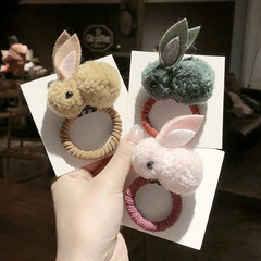 New Autumn/Winter Plush Small Rabbit Colored Women's Large Cartoon Handmade Bulk Brand Simple Hair Ring Direct Manufacturer Sale