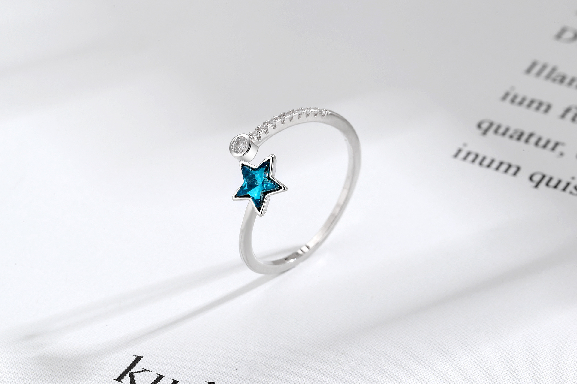 Blue Starry Sky Pentagram Ring