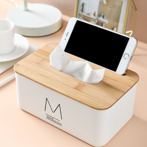 Home hotel bamboo cover tissue box living room coffee table creative napkin storage Nordic desktop simple tissue box