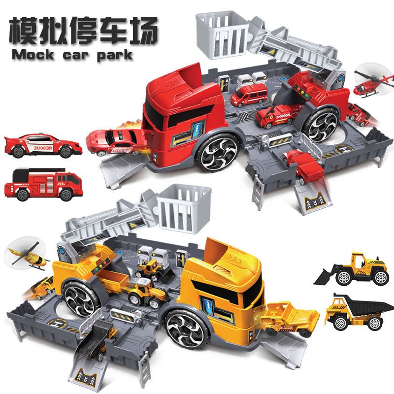 new pattern Engineering car 2 A car Model Fire suit Assemble deformation Parking lot Play house Toys