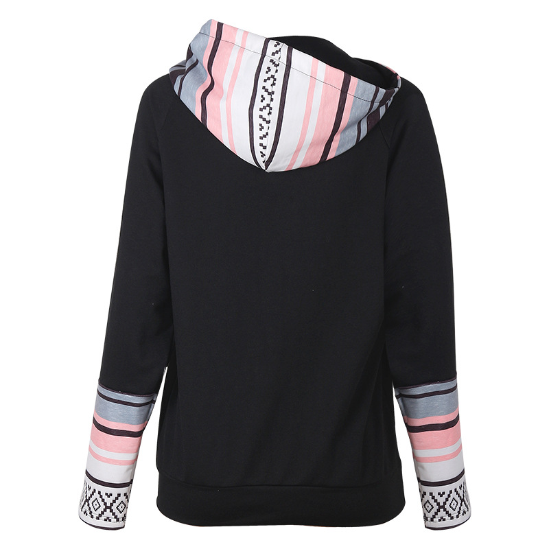 autumn and winter hot style women's printed stitching thickened all-match hooded sweater NSKX5791