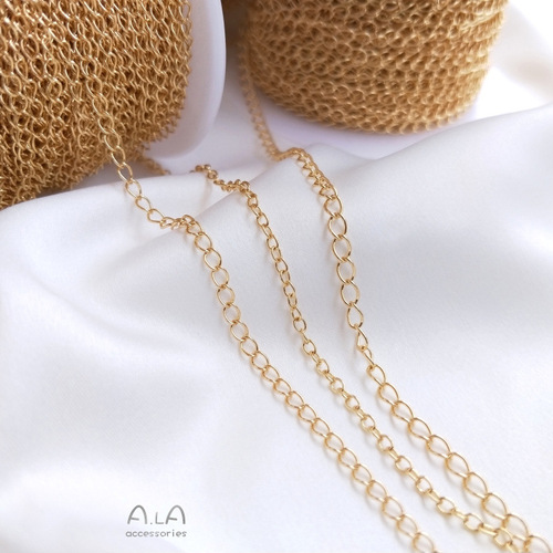 Color-preserving 14K gold-plated chain, real gold-plated fine chain, tassel O-shaped chain, extension necklace, bracelet material, diy accessories