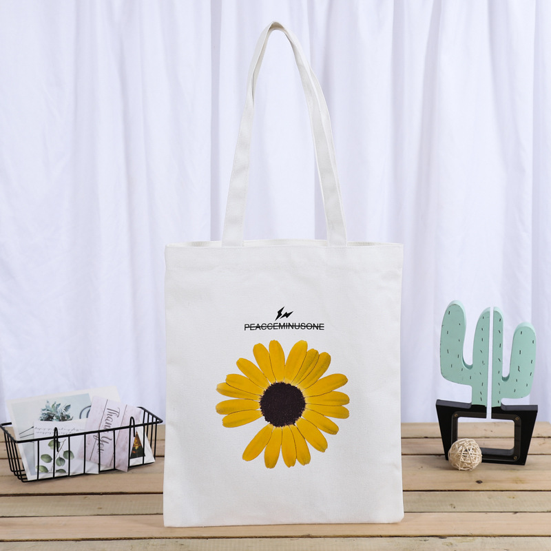 厂家供应全棉帆布单肩袋定制万圣节宣传袋雏菊彩印手提帆布袋批发