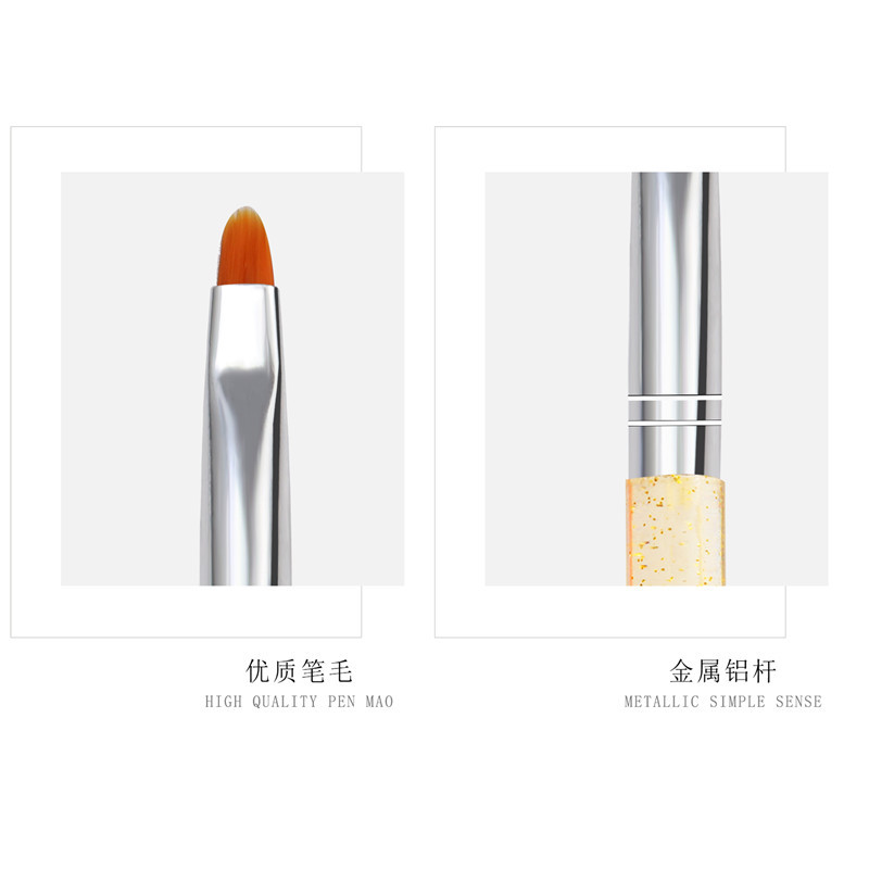 Cross-border exclusivo de 7 piezas transparente varilla de uñas pluma de fototerapia cabeza redonda en forma de lengua con brillo traje de pluma de fototerapia