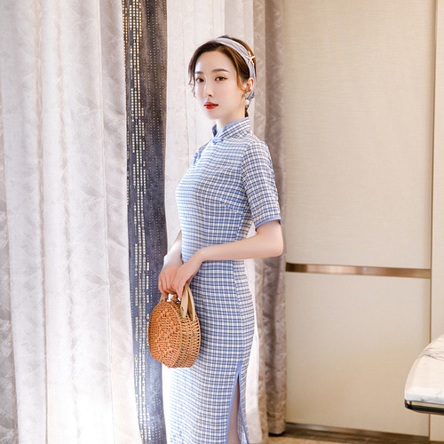 Chinese Dress Qipao for women Cotton hemp cheongsam dress of the Republic of China