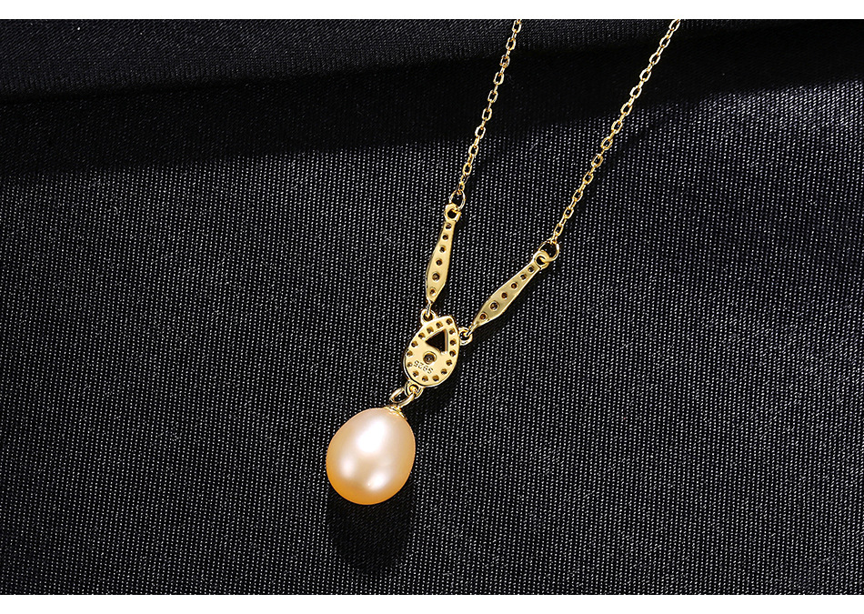 S925 Sterling Silver Pearl Exquisite Micro-inlaid Water Drop Pendant Necklace display picture 4