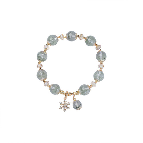 Ice-transparent Gypsophila Green Ghost Bracelet Women's Snowflake Accessories Light Luxury High-end DIY Natural Crystal Bracelet
