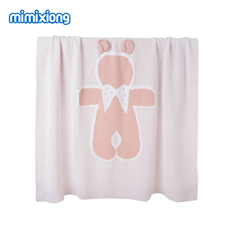 ins热卖春夏卡通立体小熊毛毯婴儿针织盖毯