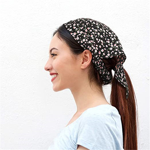 Cross-border spring style women's versatile triangle scarf elastic headband European and American floral scarf headband three-state headband