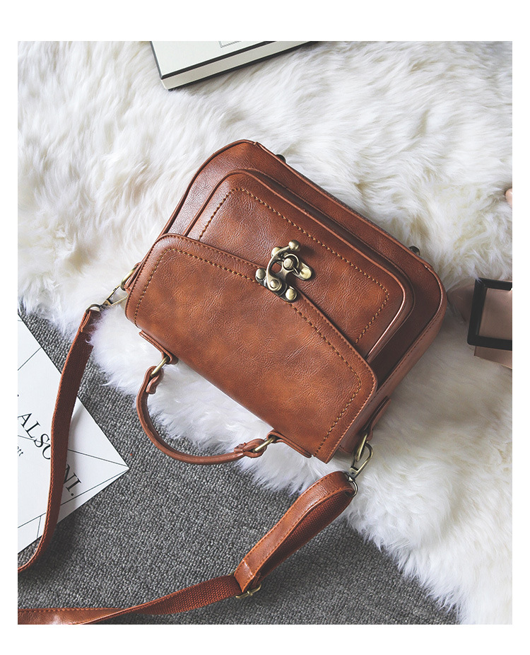 2024 neue kleine quadratische Tasche Retro-Stil Handtasche PU-Leder Retro Lock Schnalle beliebte Mode vielseitige Damentasche minimalistische kleine Tasche_voghion.com