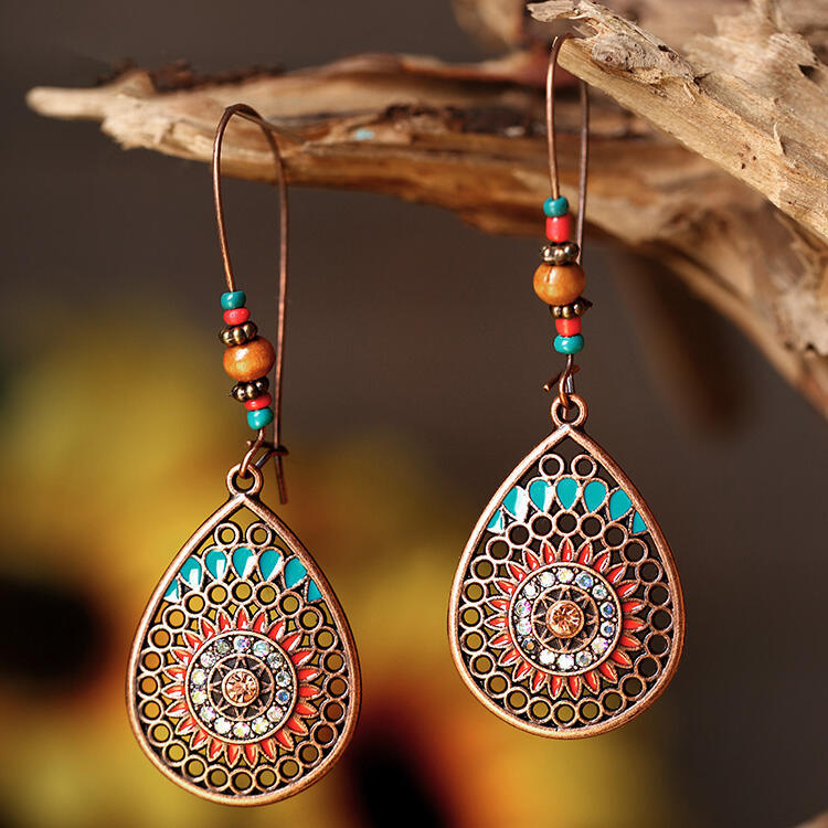 1 Pair Bohemian Water Droplets Alloy Plating Women's Drop Earrings display picture 2