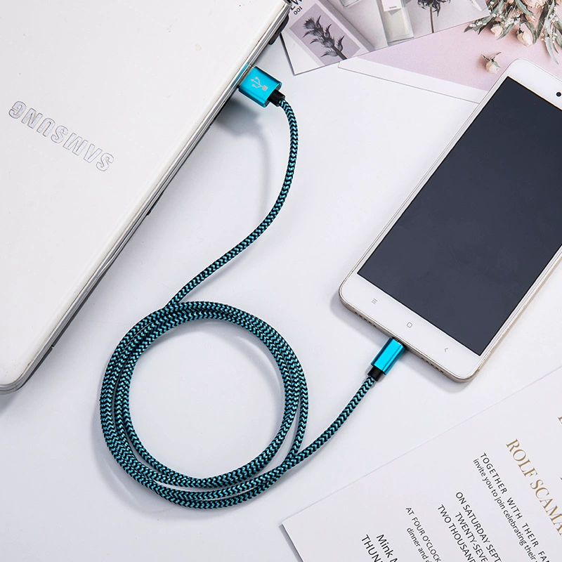 Нейлоновый плетеный USB-кабель для передачи данных и зарядки, micro-штекер, подходит для разъема MICRO