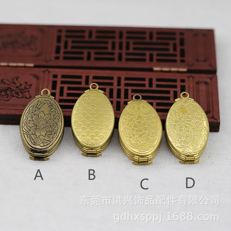 洪兴饰品铜29*20MM相盒小巧方形古风配件怀旧B1011