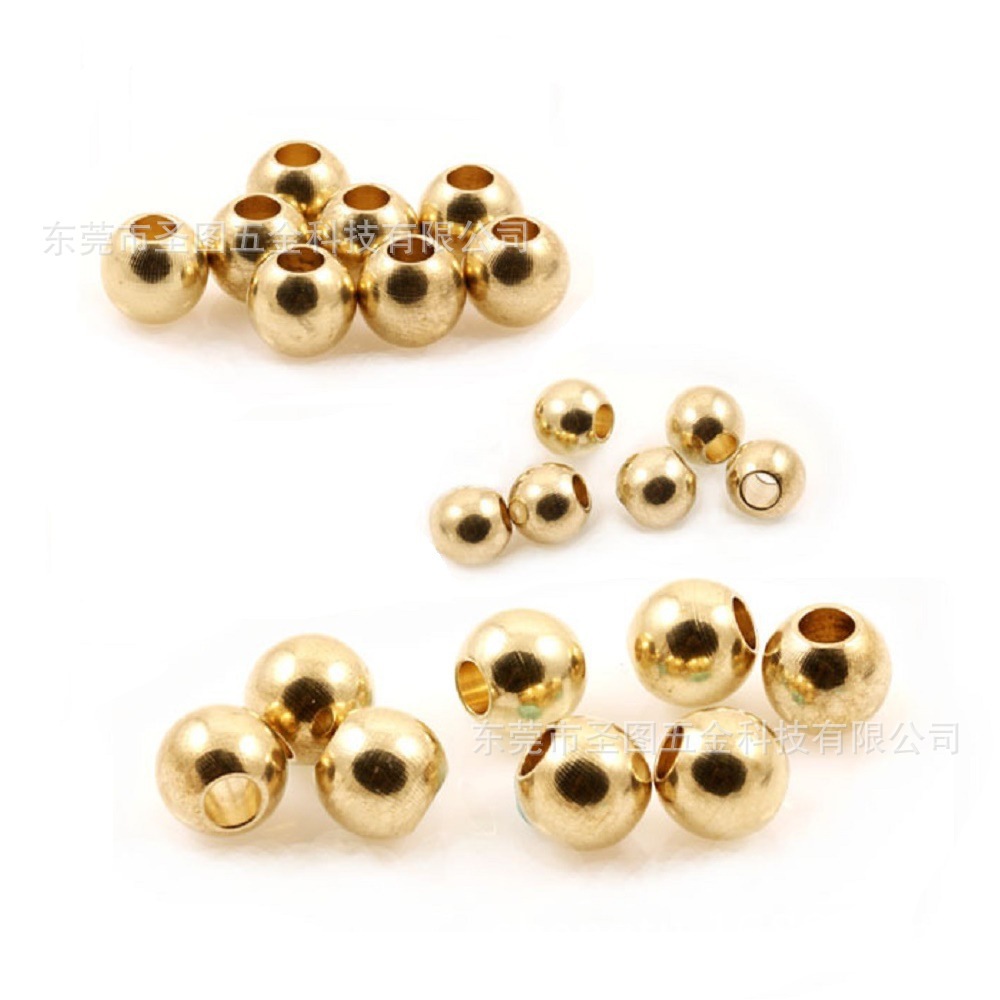 铜球铜珠子加工 圆铜珠加工 通孔穿线铜珠子 铜珠座 铜球珠串配件