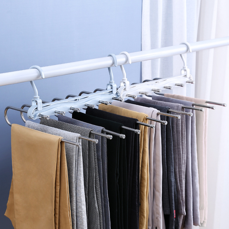 多功能折叠裤架 裤夹家用衣架裤子夹子裤挂钩架多层魔术收纳架子|ms