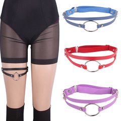 Japanese and Korean sexy large round mushroom stud leg chain leg cuff soft girl punk leather leg ring social media street style accessory