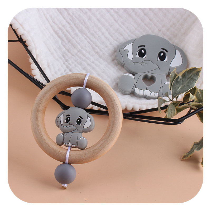 Bebé agarre de la mano de madera ejercicio agarre juguete mordedor creativo de silicona elefante juguete bebé mordedor palo dientes Shaper