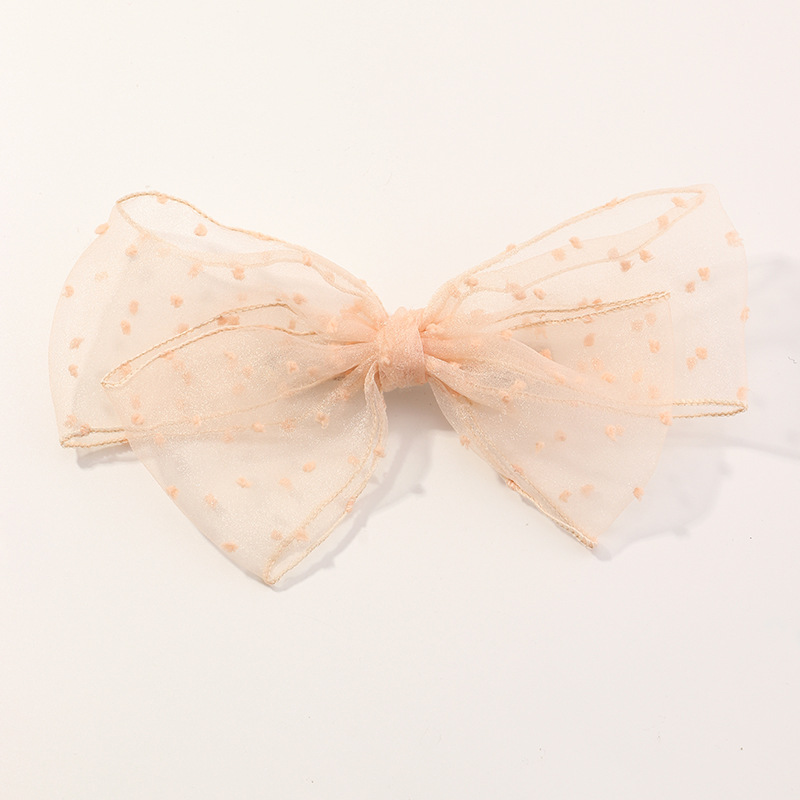 New Style Multicolor Spotted Mesh Ribbon Hairpin Bow All-match Style Hairpin Top Clip Wholesale display picture 1