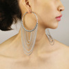 Long universal metal earrings with tassels, chain, European style, wholesale