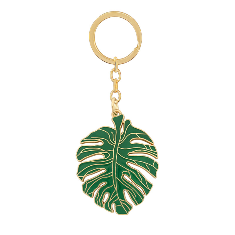 DIY aleación hueco tortuga espalda deja llavero colgante nórdico verde fresco goteo hojas bolsa accesorios para mujeres