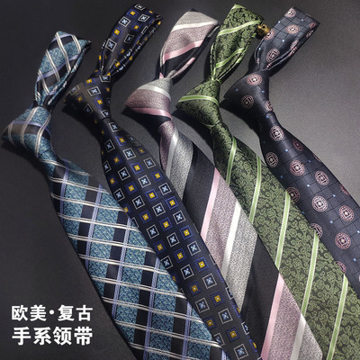 Europe and America Retro formal wear man Hand necktie 8cm work Occupation business affairs stripe necktie Color optional