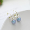 Summer South Korean silver needle, goods, earrings, fashionable zirconium from pearl, silver 925 sample