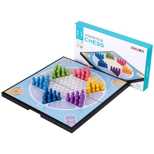 Deli 6755 magnet checkers magnet folding chess board flying chess children's checkers wooden game chess