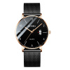 Ultra thin waterproof quartz watch, trend belt, 2023 collection, genuine leather