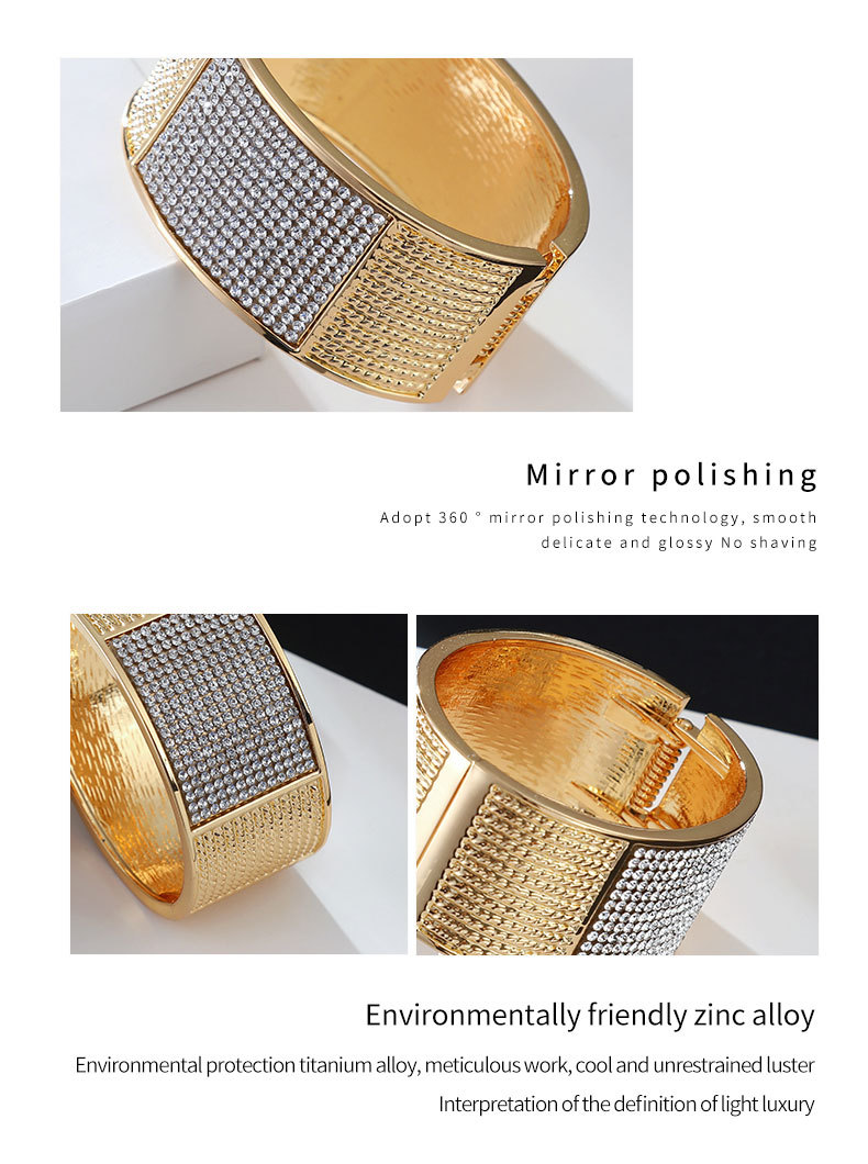 wide-brimmed diamond gold-plated bracelet