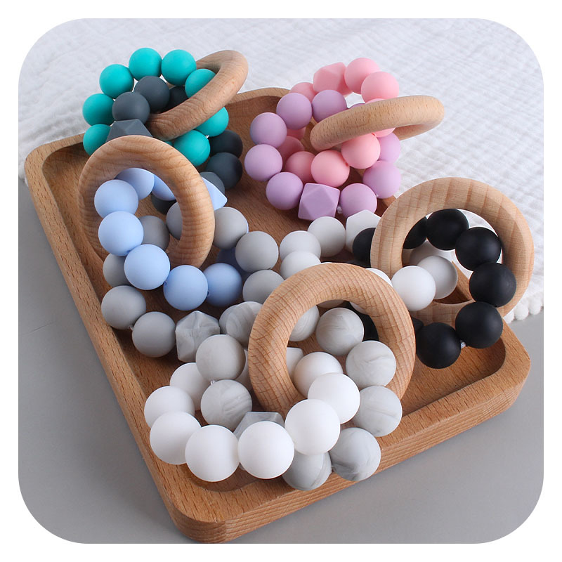 Bebé creativo Beech anillo de juguete teether nuevo octogonal silicona teether pulsera bebé entrenamiento teether palo
