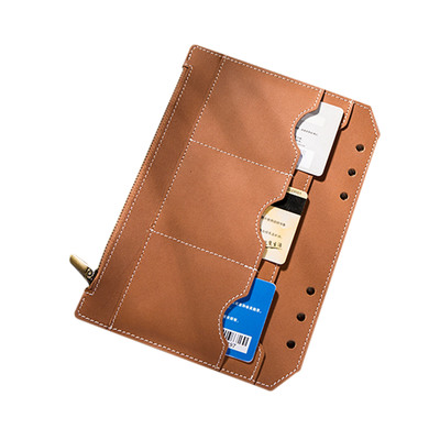 pu人造皮活页孔位拉链袋创意日记本配件多功能卡位皮质配件