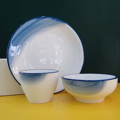 new pattern Hand drawn Underglaze tableware disinfect Cutlery Set hotel Restaurant Hotel Swing sets tableware Free collocation