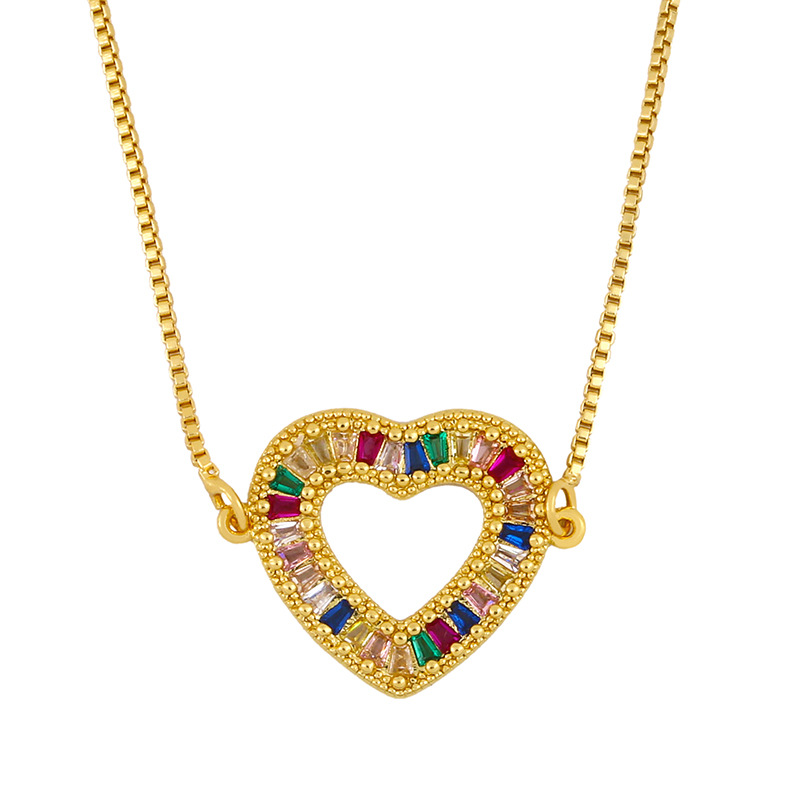 Necklace 2021 Europäischer Und Amerikanischer Schmuck Serpentine Anhänger Halskette Weibliche Diamant Pfirsich Herz Einfache Halskette Nkq87 display picture 4